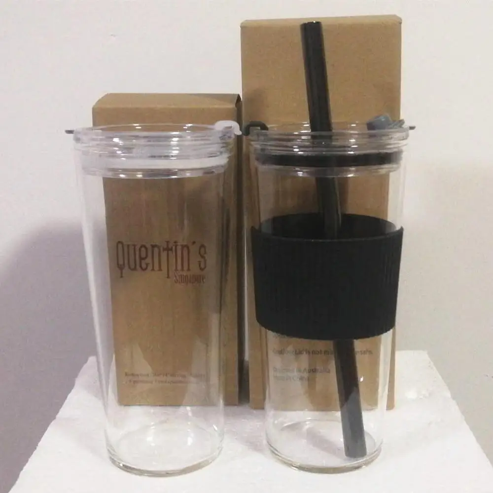 700ml Leakproof Reusable Borosilicate Glass Boba Tea Cup Glass Tumbler with 12mm Straw Lid and Silicone Sleeve
