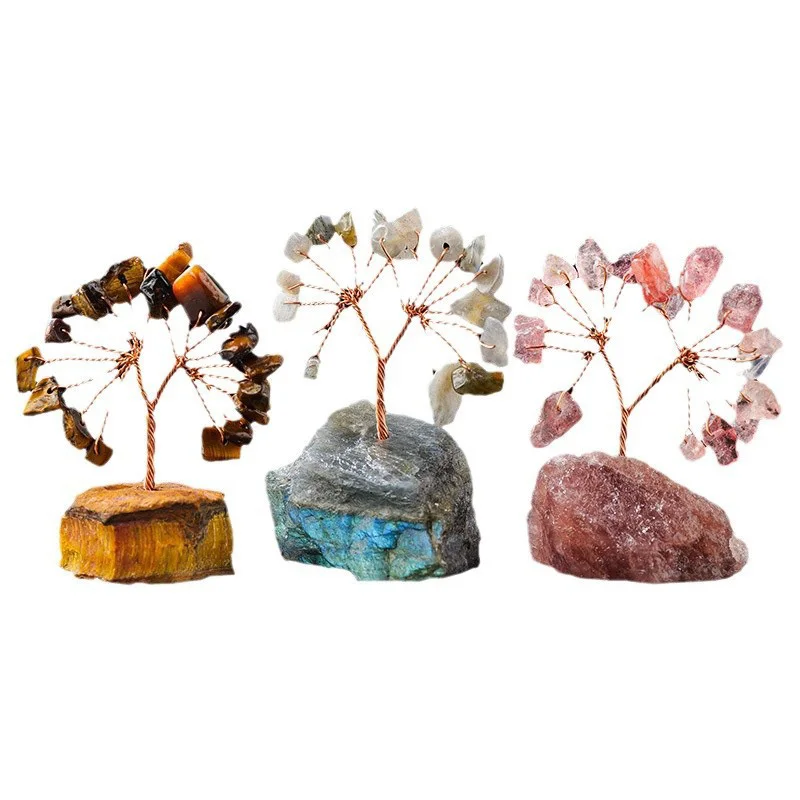 Home Decor Crystal Crafts Nordic Style Natural Crystal K9 Crystal Home Office Accessories Gift Set Artificial Tree Ornament