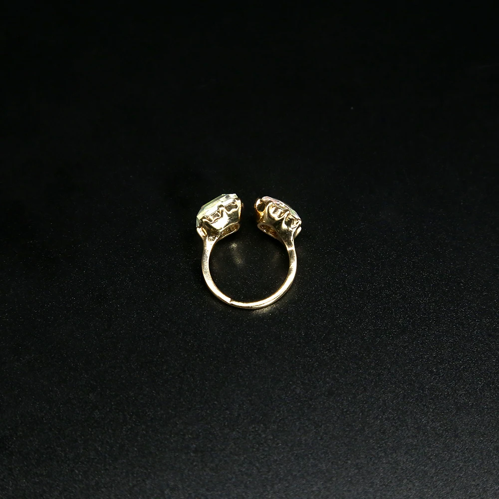 resizable colorful round and square diamond ring set neon wedding crystal ring jewelry real gold plated women rings