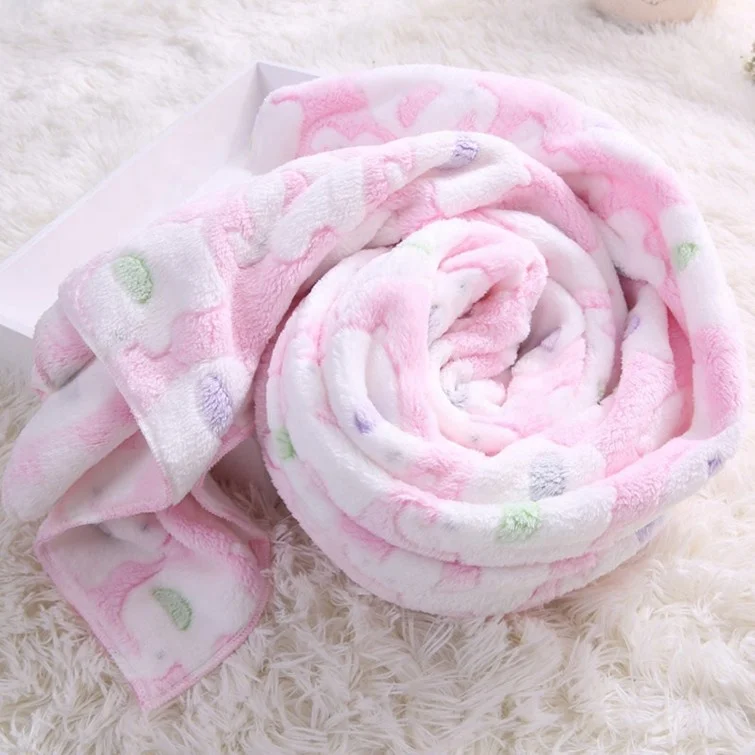 Custom Super Soft Colourful Cartoon Pink Kids Blanket Baby