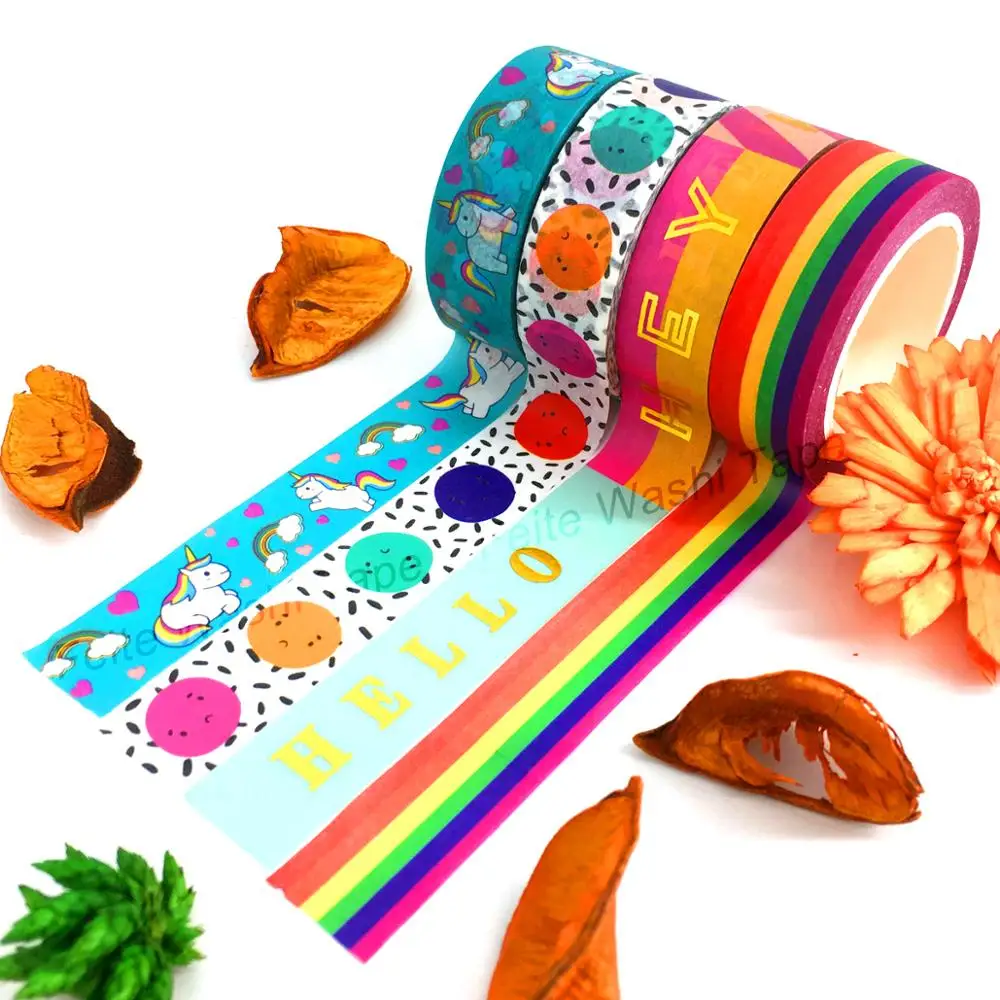 Custom make kawaii japanese printed paper decorative washi tape set washi