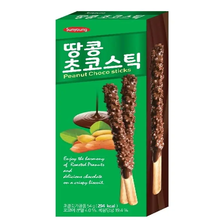 Best Selling Korean Bar Sweets SUNYOUNG FOOD2 PEANUT CHOCOSTICK, peanut choco topping pepero long rod shape
