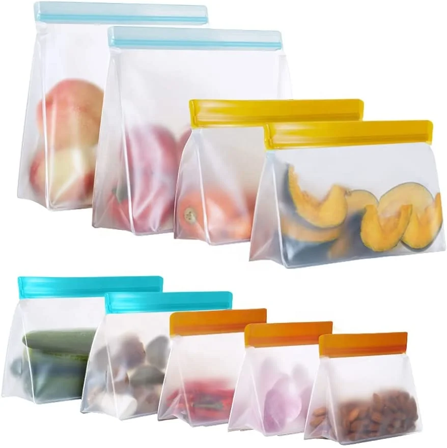 Ziplock Reusable Snack Bag Food Storage Bag Leak Proof Freezer Gallon Bags Airtight Seal Vacuum Silicone Kitchen Customized