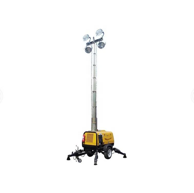 5m 7m 9m Mobile Light Tower Adjust Height Manually Sports Stadium 4HVP4000 diesel Harness with Kubota Engine