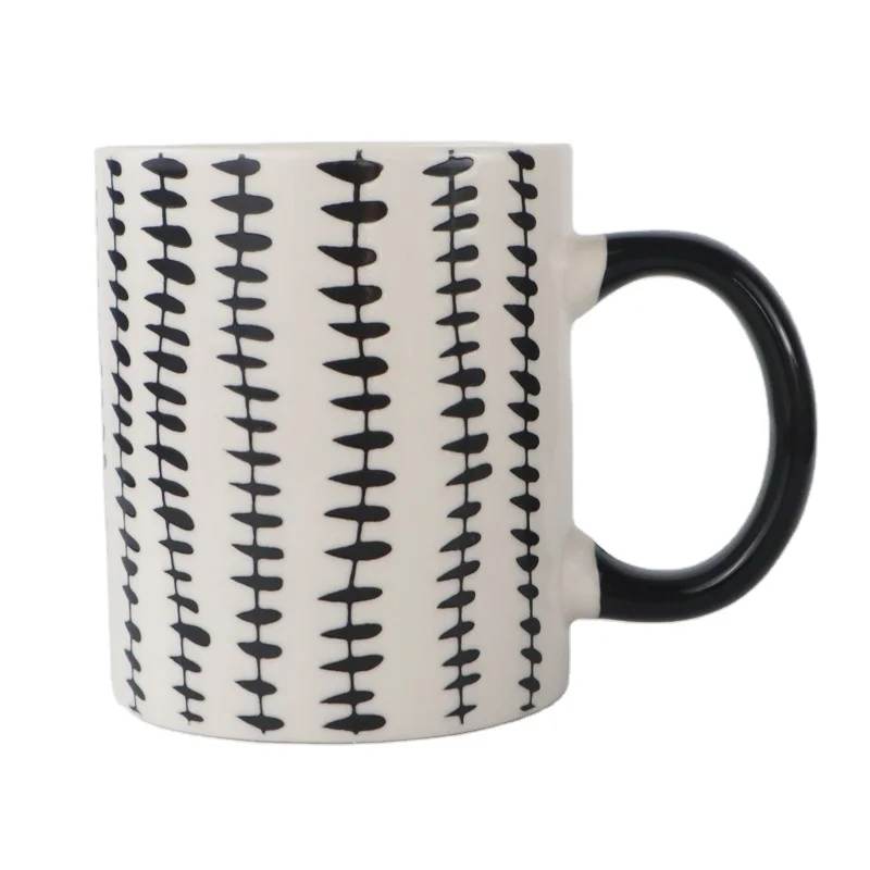 
Nordic Modern Geometric Patterns Tea Ceramic Coffee Mug Hand Painted Teacup ethiopian Coffee Cup set milk cup 