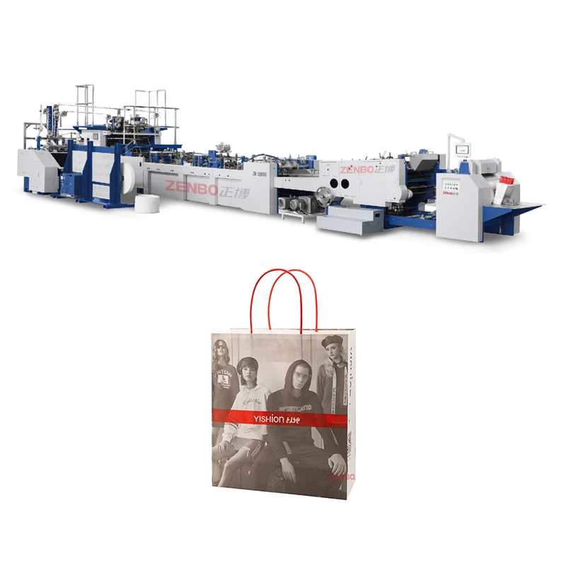 Fully Automatic paper bag making machine with rope handle making machine ZB1100S-380