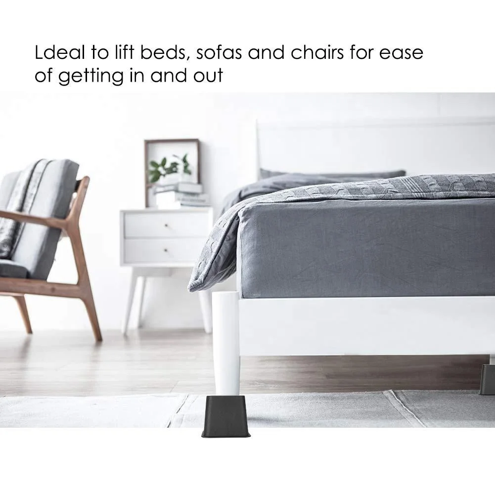 4 Pieces 2000 LBS 3 Inch Heavy Duty Square Couch Chair Desk Sofa Furniture Frame Bed Leg Extender Lifter Risers