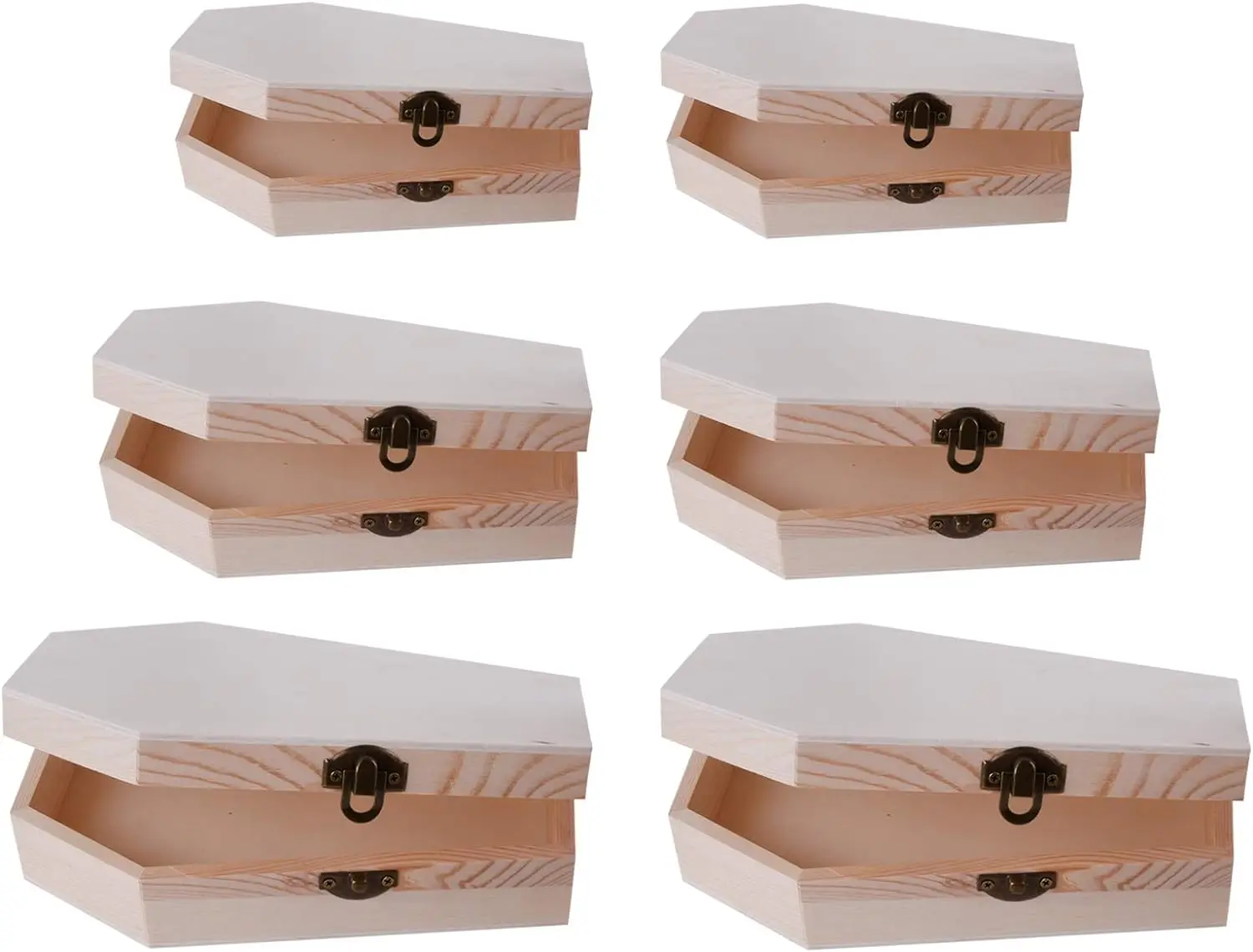 6-Piece Nested Unfinished Wooden Funeral Coffins Souvenir Box Fillable for Easter Parties Small Pet Burials, Easter Decorations,
