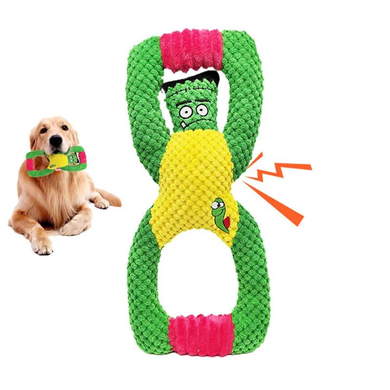 New Stuffed PP Cotton Plush Dog Toys Squeaky Interactive Pet Chew Toys for Teeth Cleaning