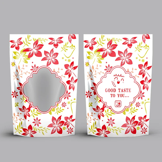 Wholesale Colored Matt Stand Up Zipper Pouch Food Packaging Plastic Bags with Window For Nuts Snack