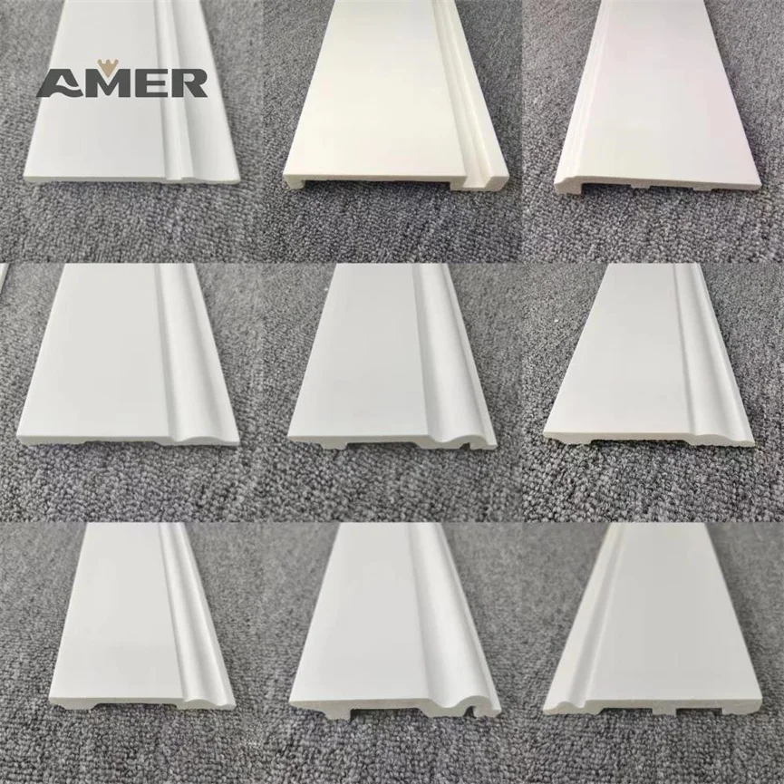 AMER Quick Install Waterproof Decorative Plastic Foam PS Cornice Skirting Base Board ps skirting