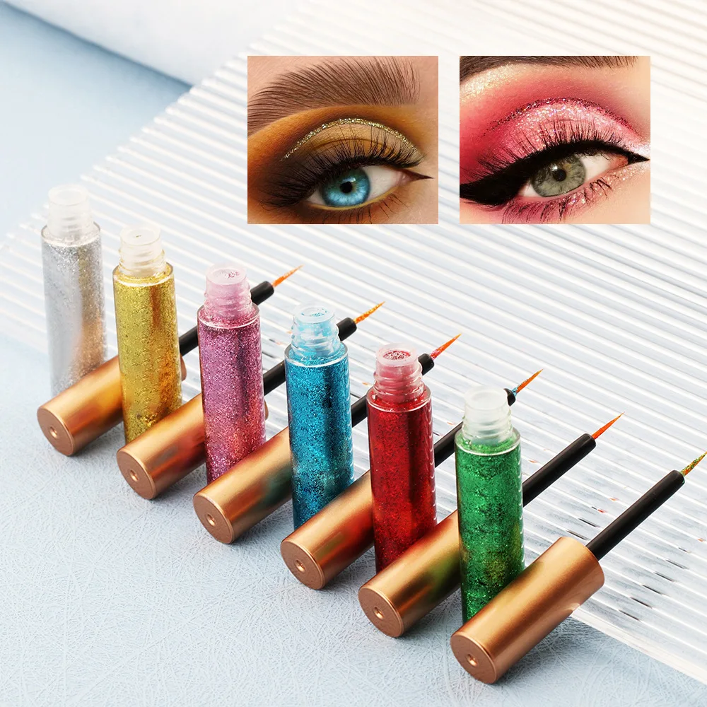 Wholesale Waterproof Glitter Eyeliner Private Label Vegan Color Eyeliner Liquid Custom Logo
