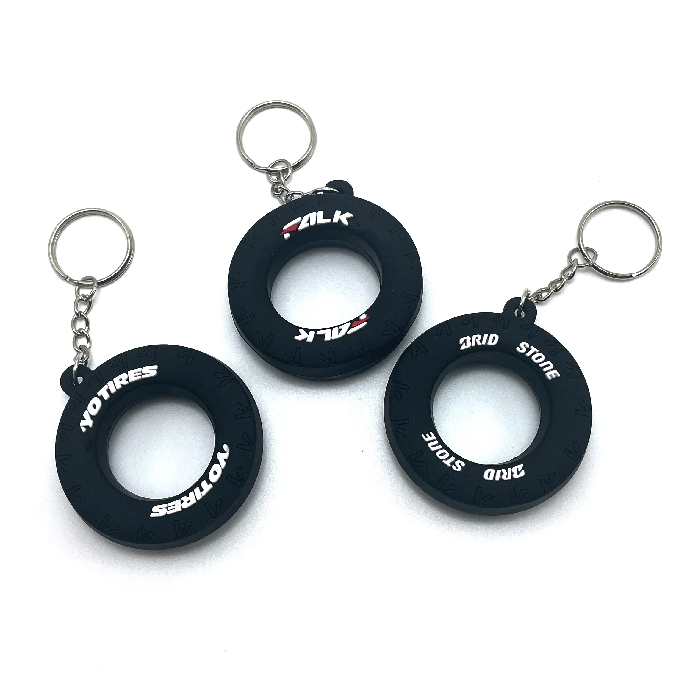 Promotional Gift Car Pendant Innovative Custom Logo 3D PVC Tire Keyring Rubber Tyre Chape Key Chain Car Wheel Tire Keychain 3D