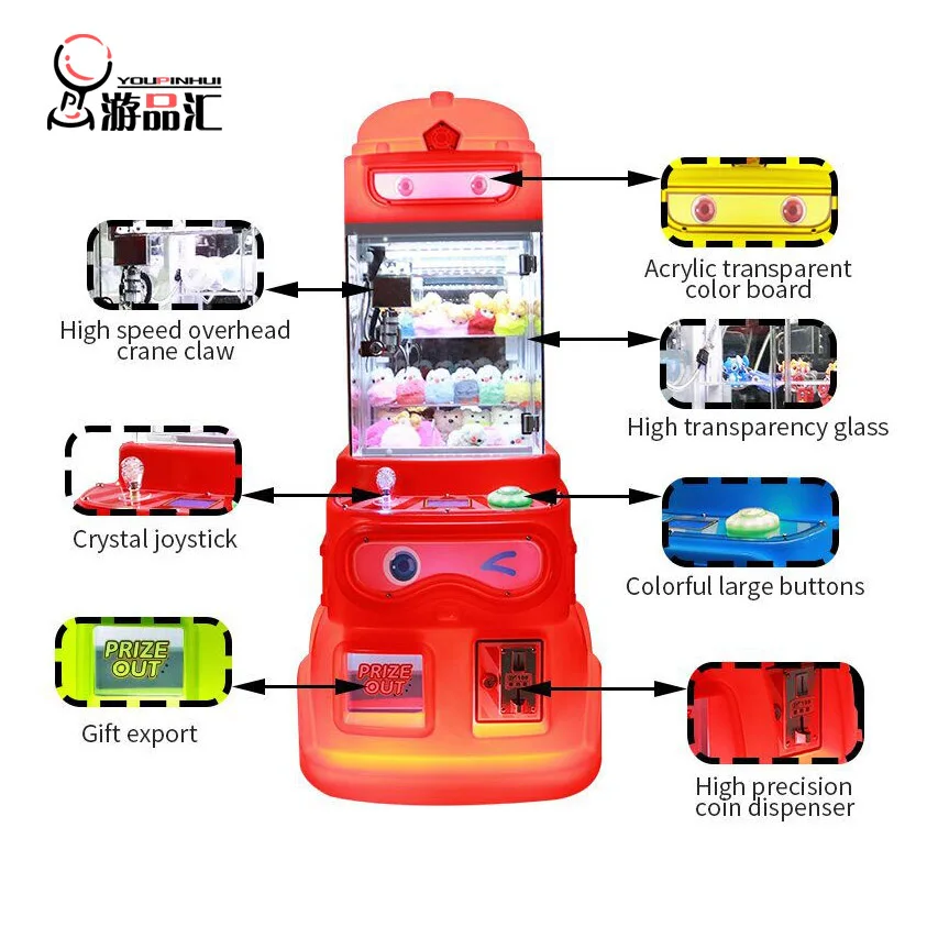 Doll Machine Coin Operated Game Machines Mini Plush Toy Claw Joystick Control Claw Crane Machine