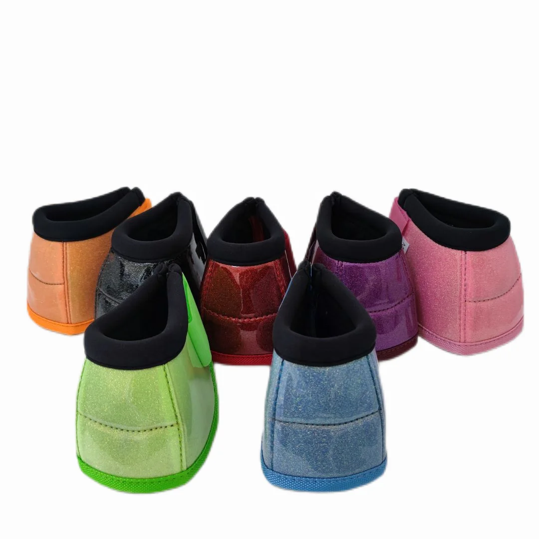 UOO OEM Custom High Quality Equestrian Equipment Shiny Leather Neoprene Horse Bell Boots