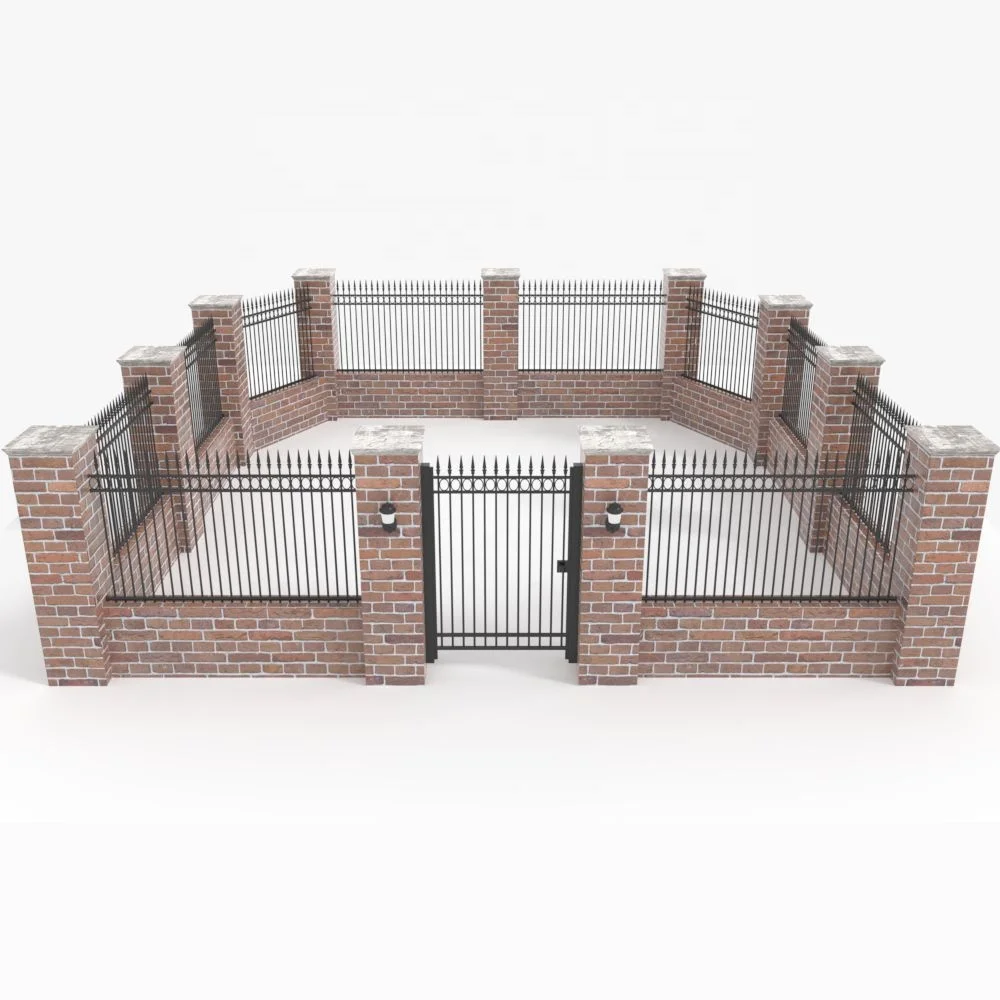 Wholesale 6ftx8ft garden black metal fences Powder Coated anti rust galvanized steel fence prices