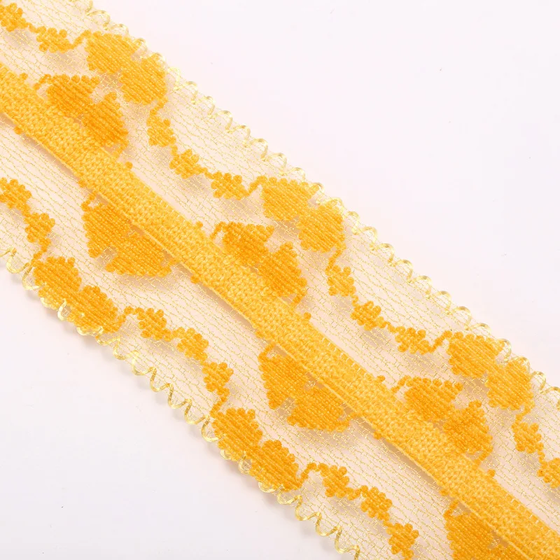 Stretch lace ribbon nylon spandex color stretch woven apparel headwear textile DIY decorative ribbon manufacturer