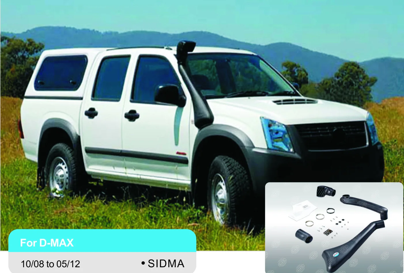 SIDMA High Quality Manufacture Factory Directly 4x4 Auto  Air Intake Kit Exterior Accessories LLDPE Snorkel for Isuzu D-MAX