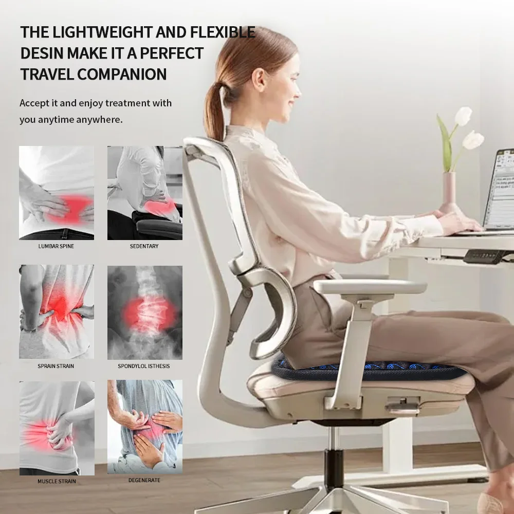 Portable 11.8*11.8In Amethyst Massage Cushion With Heating Pad PEMF Chair Mat For Home Office Pain Relief Home Use Products