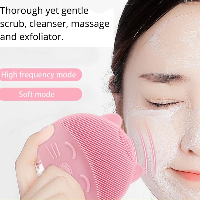 Mini Silicone Brush Sonic Electric Face Massager Waterproof Face Cleaning Brush New Design Hello Kitty Silicone Skin Scrub Brush