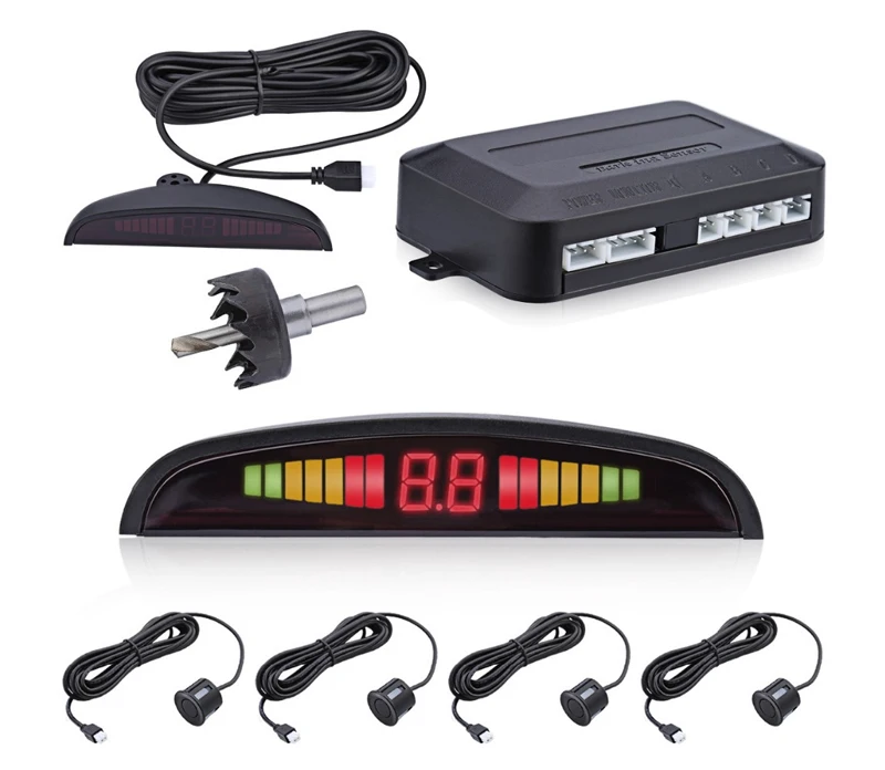 Car Auto Parktronic LED Parking Sensor with 4 Sensors Reverse Backup Car Parking Radar Monitor Detector System