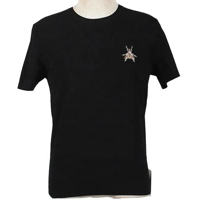 Mens Shirts Wholesale Slim Fit Black t Shirts Custom Printing T-shirts logo T-shirt Embroidery