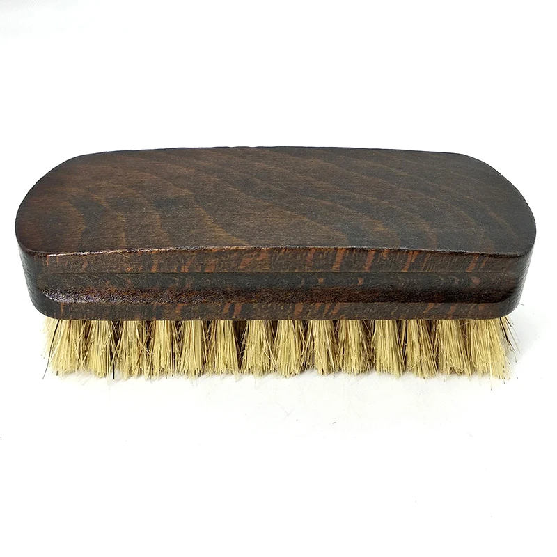 Private Label Soft Bristles Horsehair Wood Handle Comfortable Grip Shoe Shine Brush Car Interior Cleaning Brush Polishing Tool