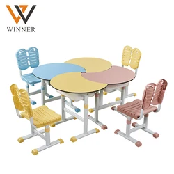 free combination kindergarten desk with chair daycare furniture lifted combined half-round table chair set