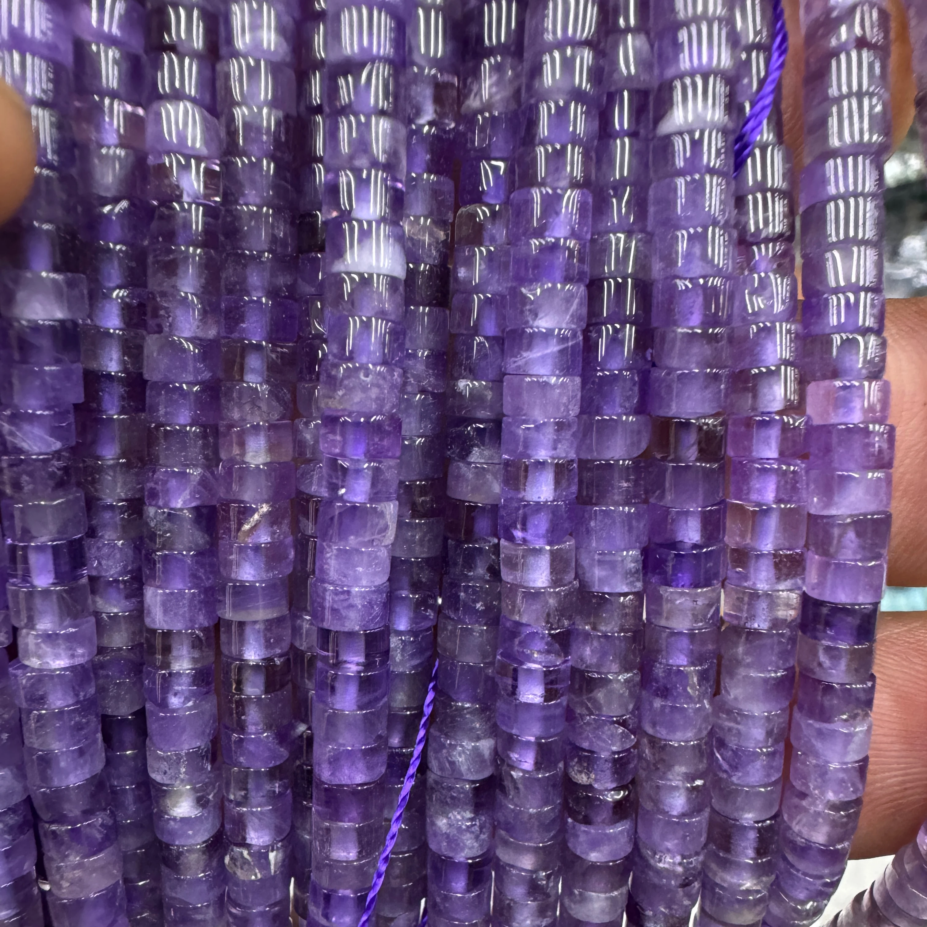 Wholesale 4mm rondelle shape natural amethyst heishi beads gemstone beads DIY For jewelry making