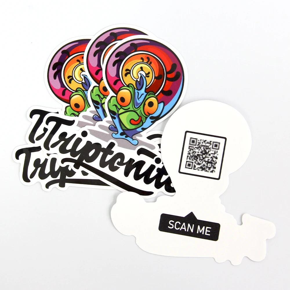 Custom Waterproof High Quality in Shape Label Multiple designs Bar Code Email QR Code on Backing Paper Printing Vinyl Stickers
