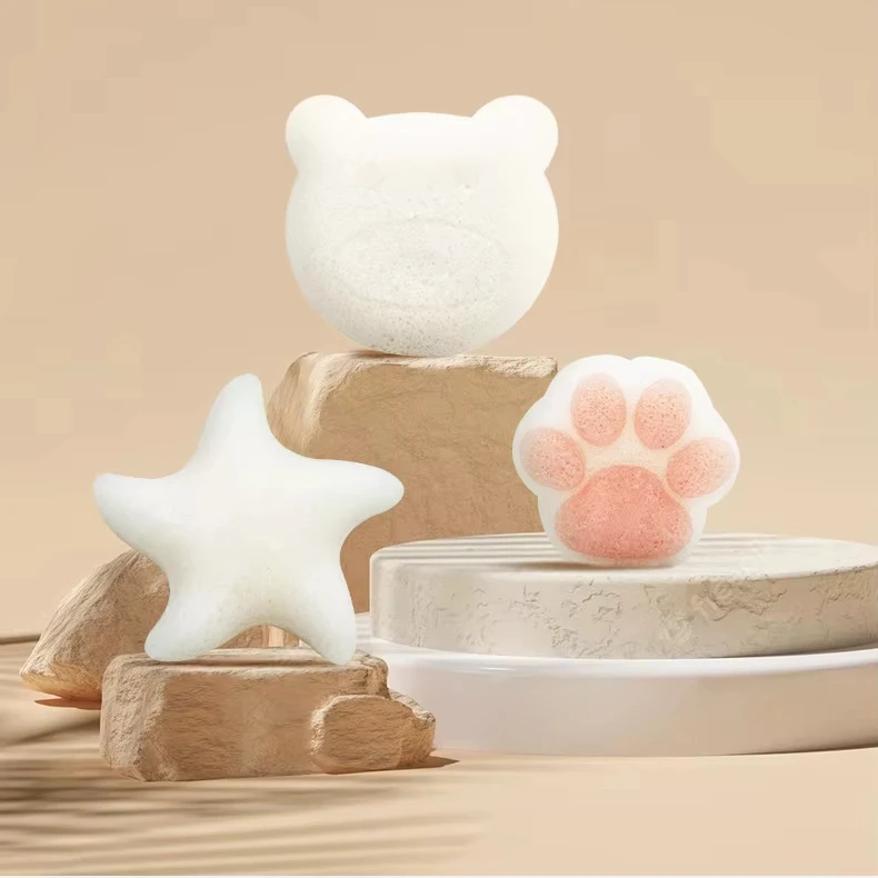Organic Baby Konjac Body Makeup Remover Brush Sponge Natural Exfoliating Bath Elastic Cotton Pad Face Washing Tool