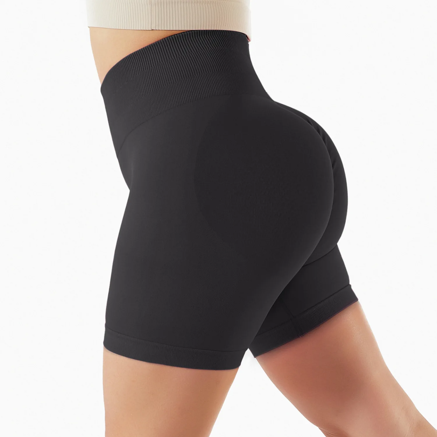 Pashasunshine High quality High waist workout butt lifting yoga pants Yoga Shorts Scrunch Butt High Waist Workout Shorts
