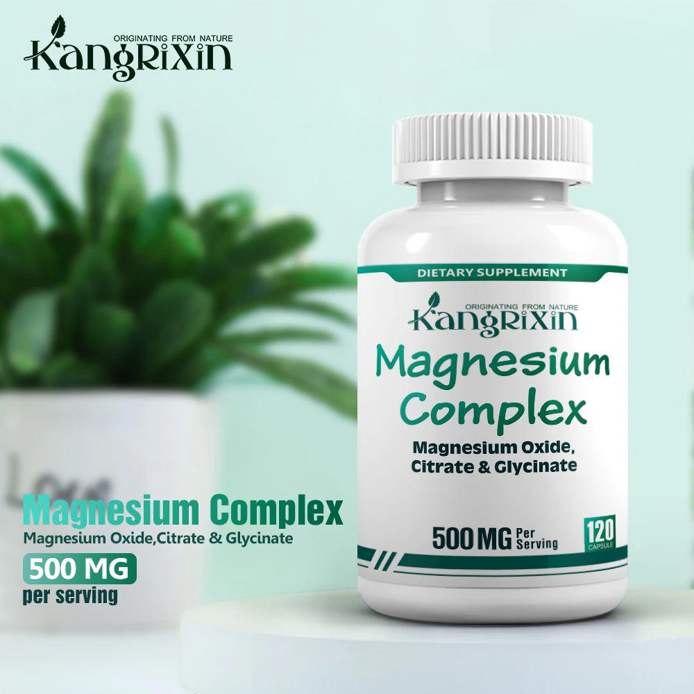 OEM private label 500 mg magnesium complex magnesium supplement 60 capsules of magnesium glycinate and citric acid.