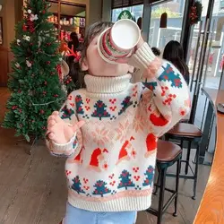 C1 Customs Knitted Children Sweaters Christmas Cartoon Pattern Baby Cardigan Clothes Toddler Tops Sweater For Kids