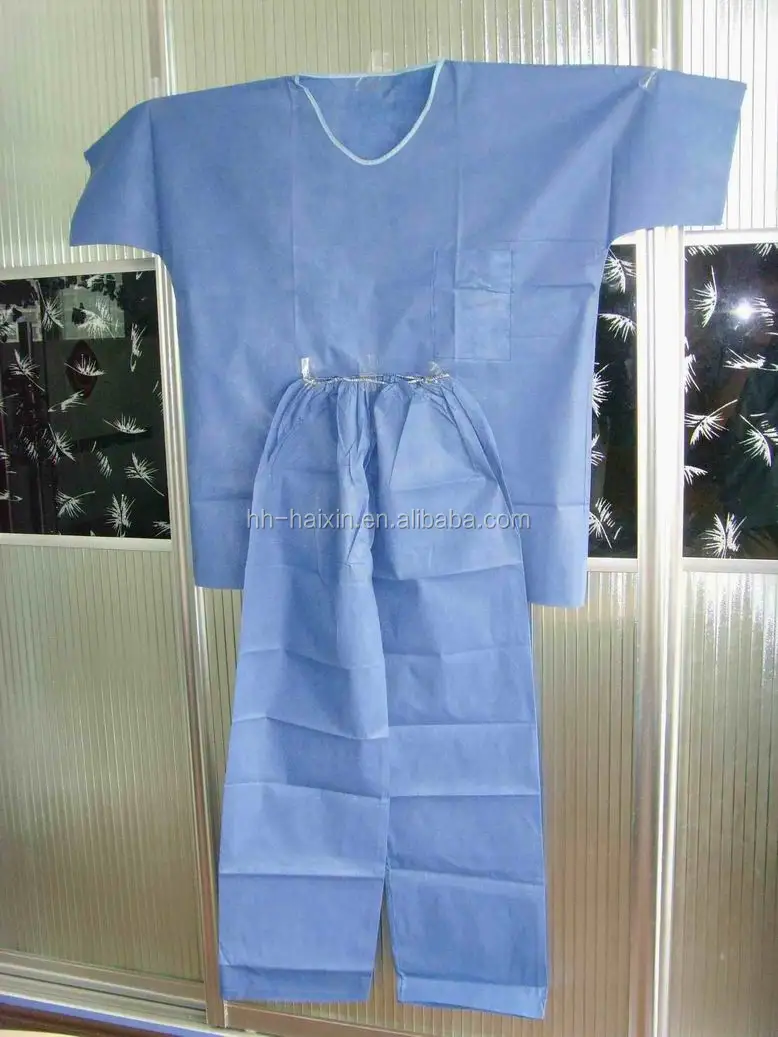 Disposable Uniform Suit SMS Scrub Suit with V-Neck Short Sleeves Hospital doctors Uniform SMS Shirt Navy Blue