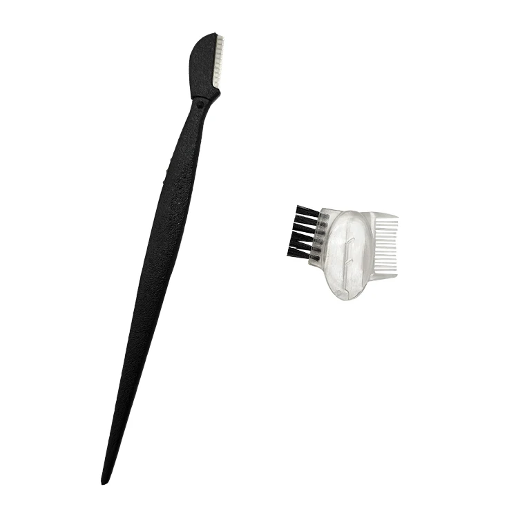 Wholesale 2 in 1eyelash comb ladies facial hair removal sharpen blade black shaver eyebrow razor trimmer