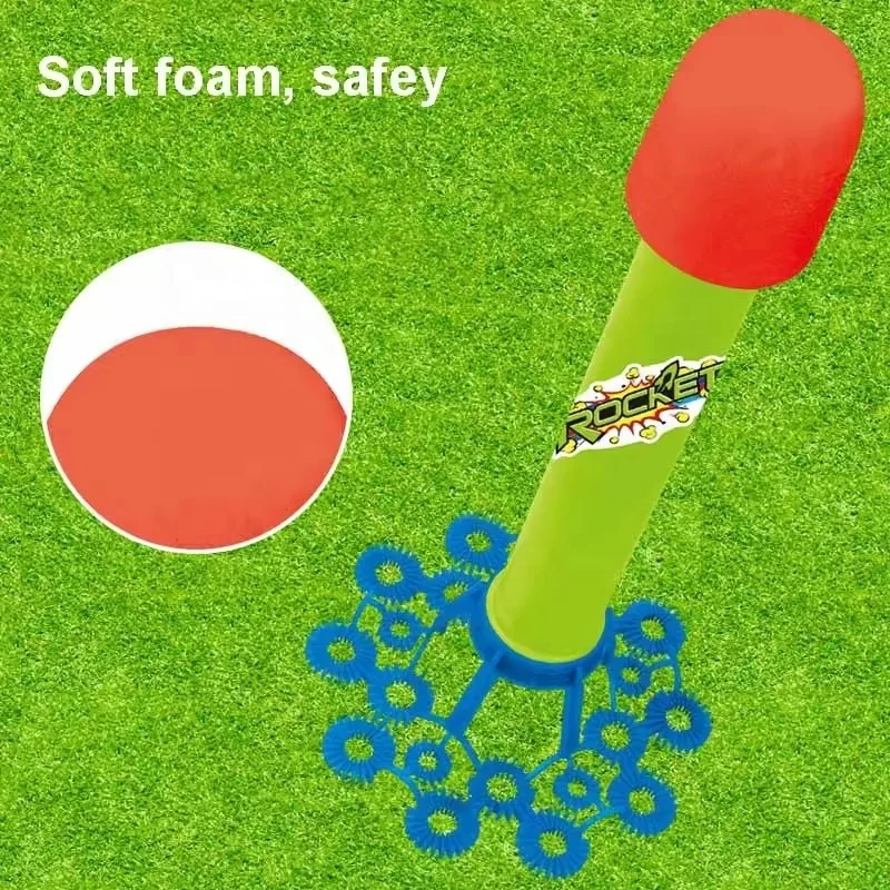 Kids jump air pressed stomp rocket launcher bubble maker set bubble rocket launching pedal toy for children outdoor play game