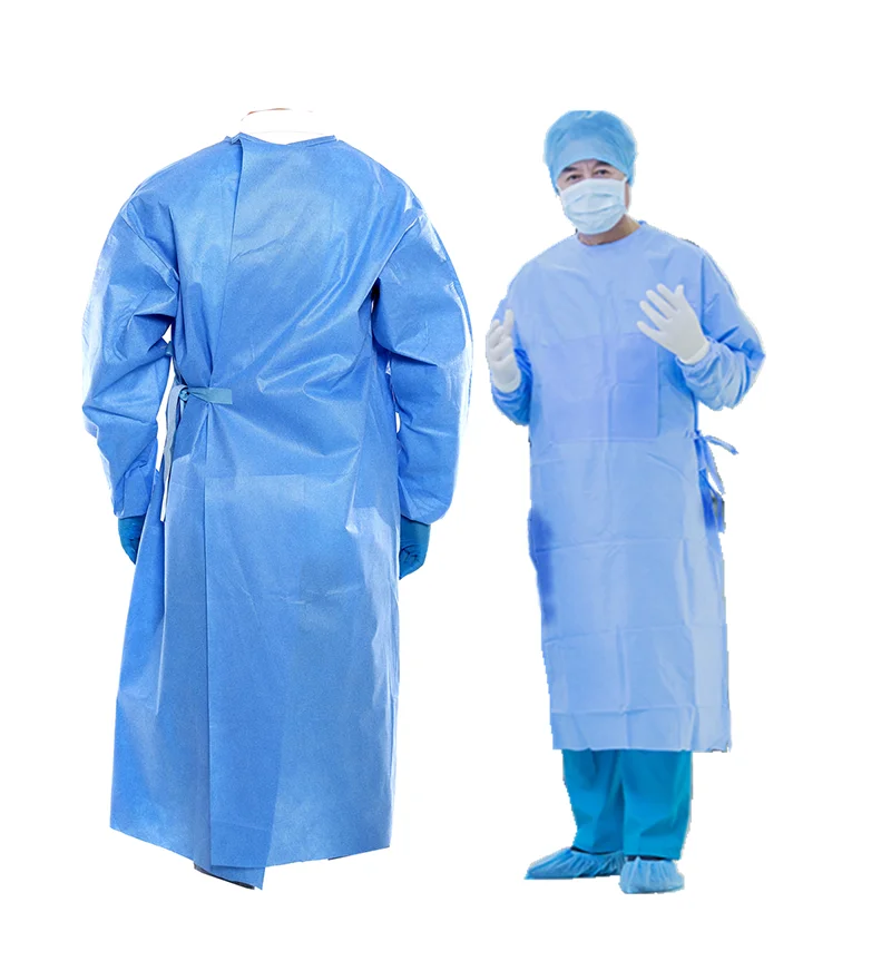 Disposable Surgical Reinforced Isolation Gown AAMI Level 2 Nov Woven SMS Ultrasonic Heat Sealing Gown AAMI Surgical Gown