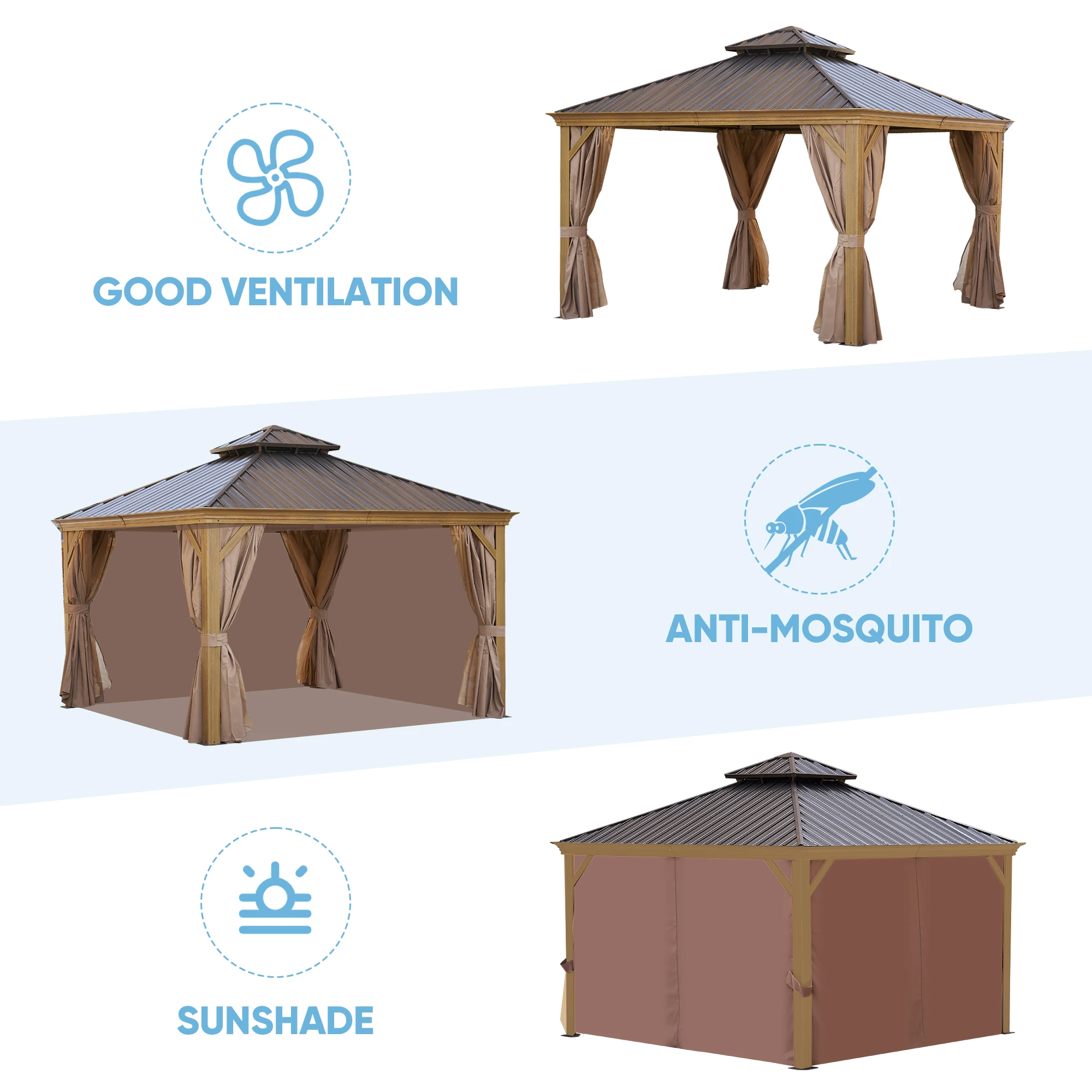 USA Overseas Warehouse Spot 2024 sale outdoor furniture 12x12 gazebo Sunshade and Rain Protection outdoor pergola with roof