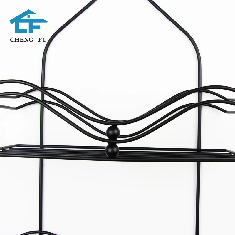 Customized Professional Black Hanging Suction up Wire Mesh Storage Basket Bathroom Shower Caddy Shelves Organizer Modern Metal