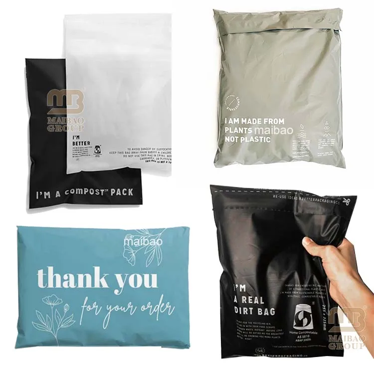 Custom Printed Temper Proof E Commerce Poly Mailer Shipping Envelopes Polymailer Biodegradable Courier Mailing Bag With Pocket