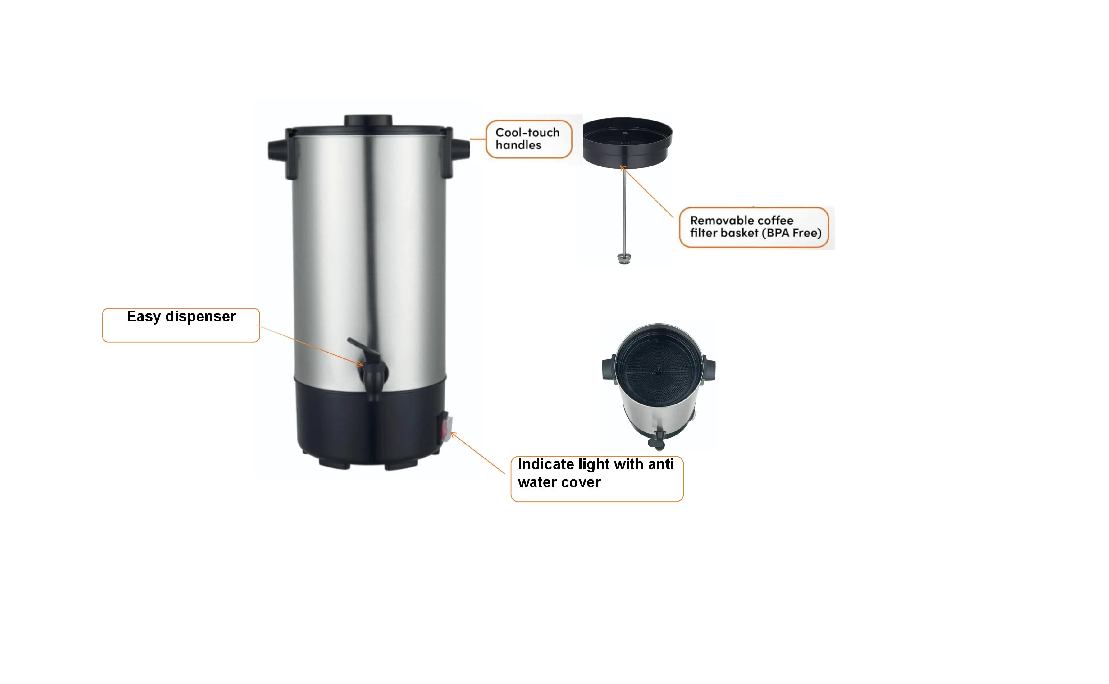 BPA бесплатная Коммерческая Кофеварка коммерческое питание кофейная урна