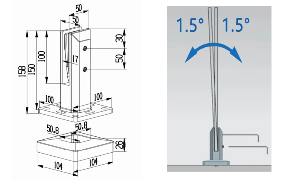 Aleader stainless steel adjustable frameless 1/2 inch 12mm railing ss2205 pool fence glass spigot