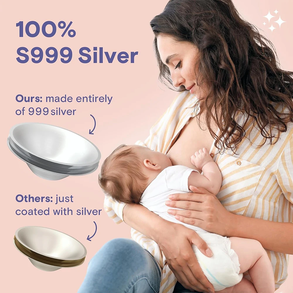 Original 999 Carat Pure Silver Nursing Newborn Cups Breastfeeding Reuse 925 Silver Nipple Shield