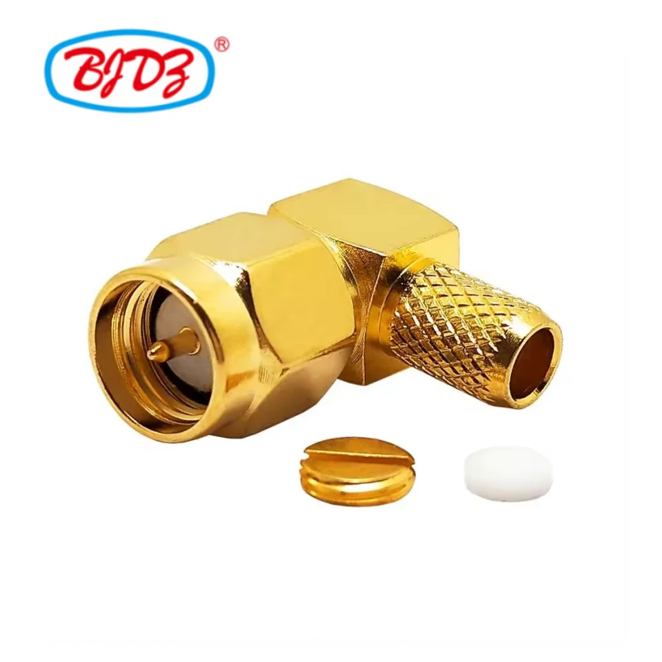 Factory supply SMA Male Plug 90 degree right angle for H-155 H155 LMR240 RG59 RG8X 4D-FB RF Coax Coaxial connectors in stock