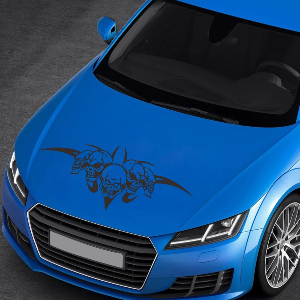 Big Size 60x20cm 3D Skulls Car Hood Size Door Stickers Decal Personality Waterproof For Decoration Auto Car Accessories Styling