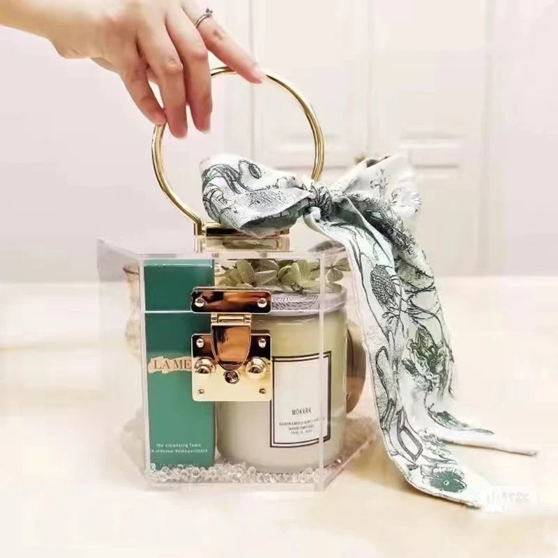 Clear PS custom plastic candy box wedding favors gift packing DIY hexagon wedding gifts for guests box