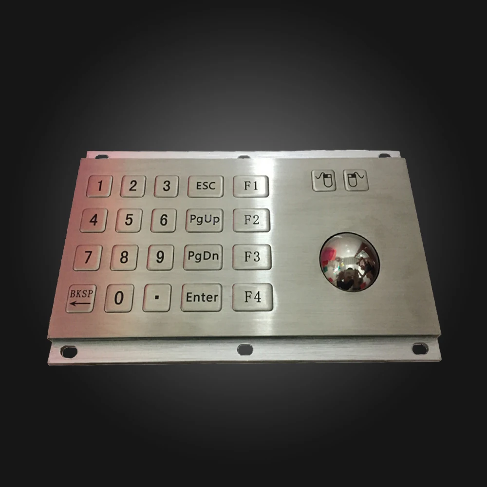 20 keys stainless steel metal keypad with trackball