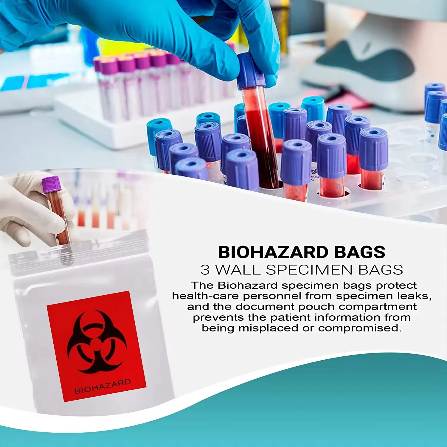 GRS certified recycled material TC warning transparent printing RPE plastic PCR sealed pill ziplock self-sealing bag