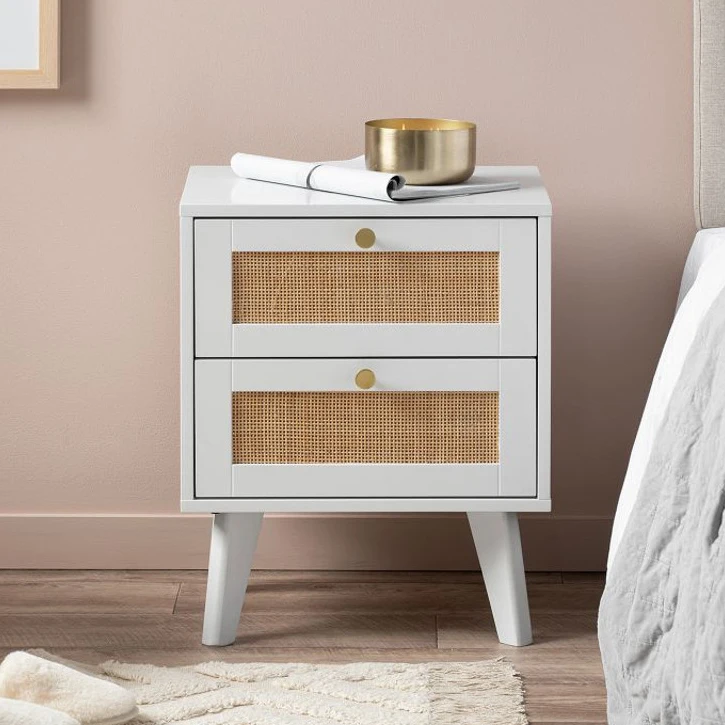 Room Modern Minimalist Bedside Table Nightstand with 2 Drawers